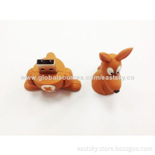 Custom Kangaroo-shaped USB Drive, Made of Soft PVC Material, OEM Orders are Welcome
